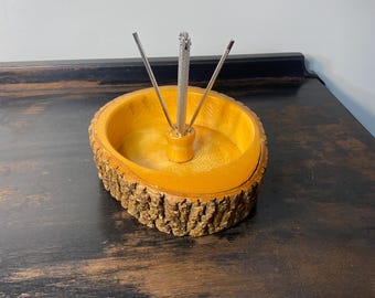 Vintage Wood Live Edge Nut Bowl