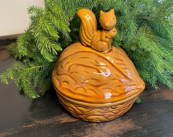 Glazed Ceramic Squirrel Nut Bowl