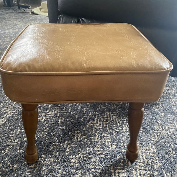 Vintage Vinyl Foot Stool Ottoman