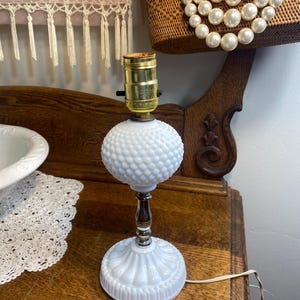 Milk Glass Hobnail Boudoir Lamp
