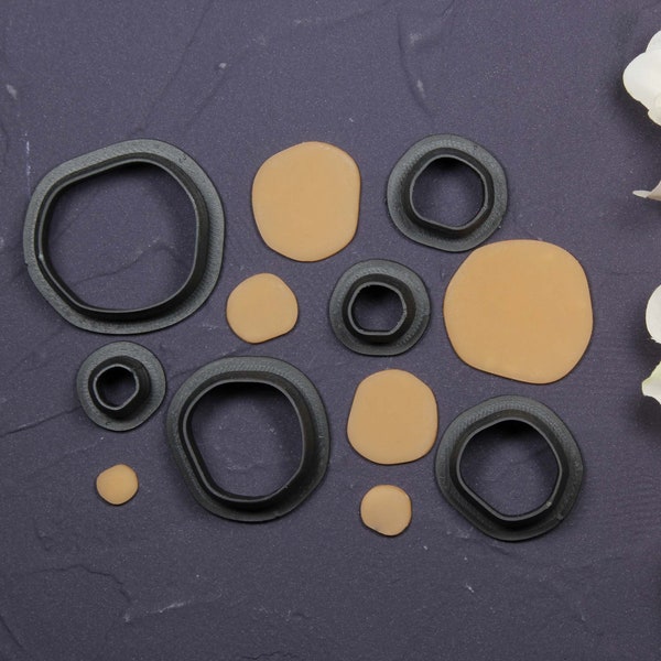 ORGANIC CIRCLE // Clay Cutter Single or 6 Set, Polymer Clay Cutters, 3D Printed Clay Cutter, Earring Cutters, Maker Tool