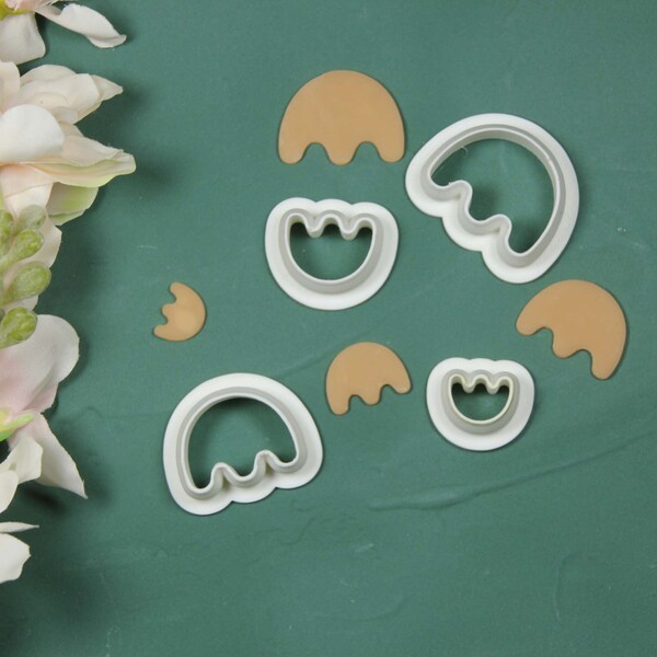 WAVY SEMI CIRCLE // Clay Cutter Single or 4 Set, Polymer Clay Cutters, 3D Printed Clay Cutter, Earring Cutters