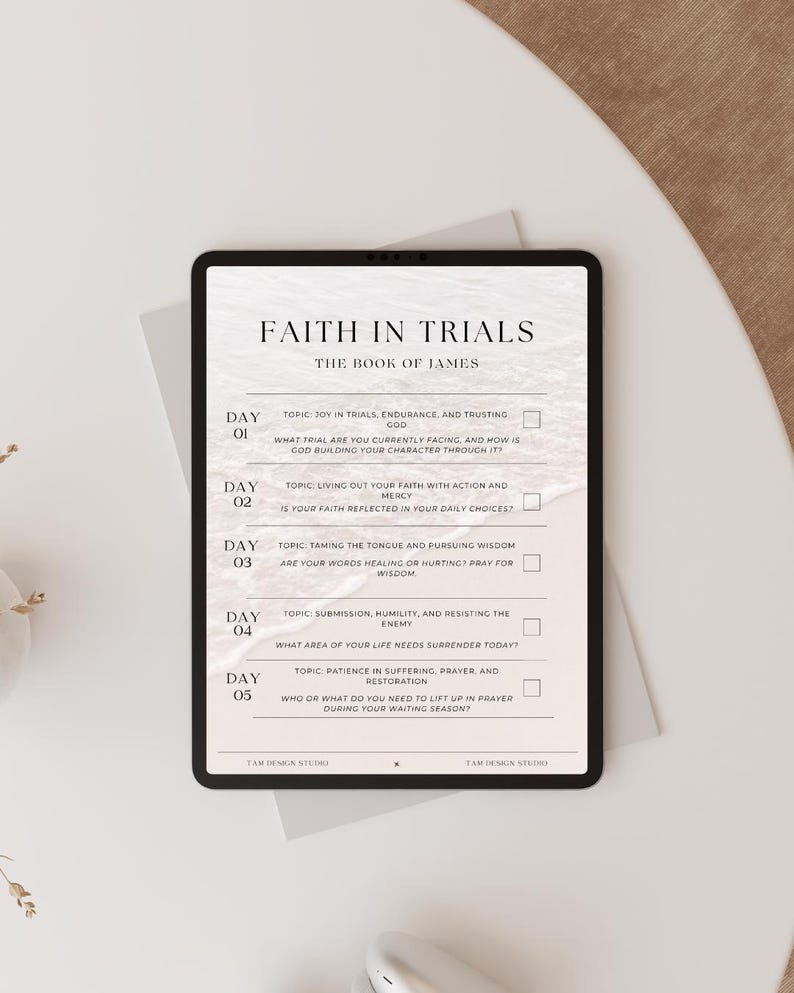 Faith Topic 5-day Bible Reading Plan: the Book of James – Faith in Trials - Etsy