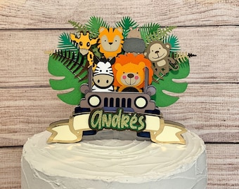 Safari Animals Cake Topper, Jungle Birthday Cake Topper, Animals Themed Birthday, Jungle Safari Party, Animals Cake Topper, Boy Birthday