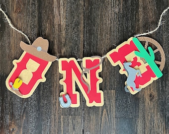 Cowboy One Banner,First Birthday,Cowboy Theme Birthday,High Chair Banner,Western Party,Wild West Theme,Boy Birthday,Cowboy Party Decor
