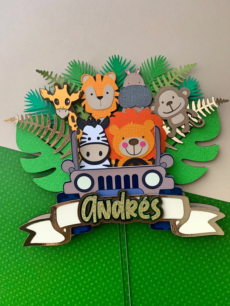 Safari Animals Cake Topper Jungle Birthday Cake Topper Etsy UK