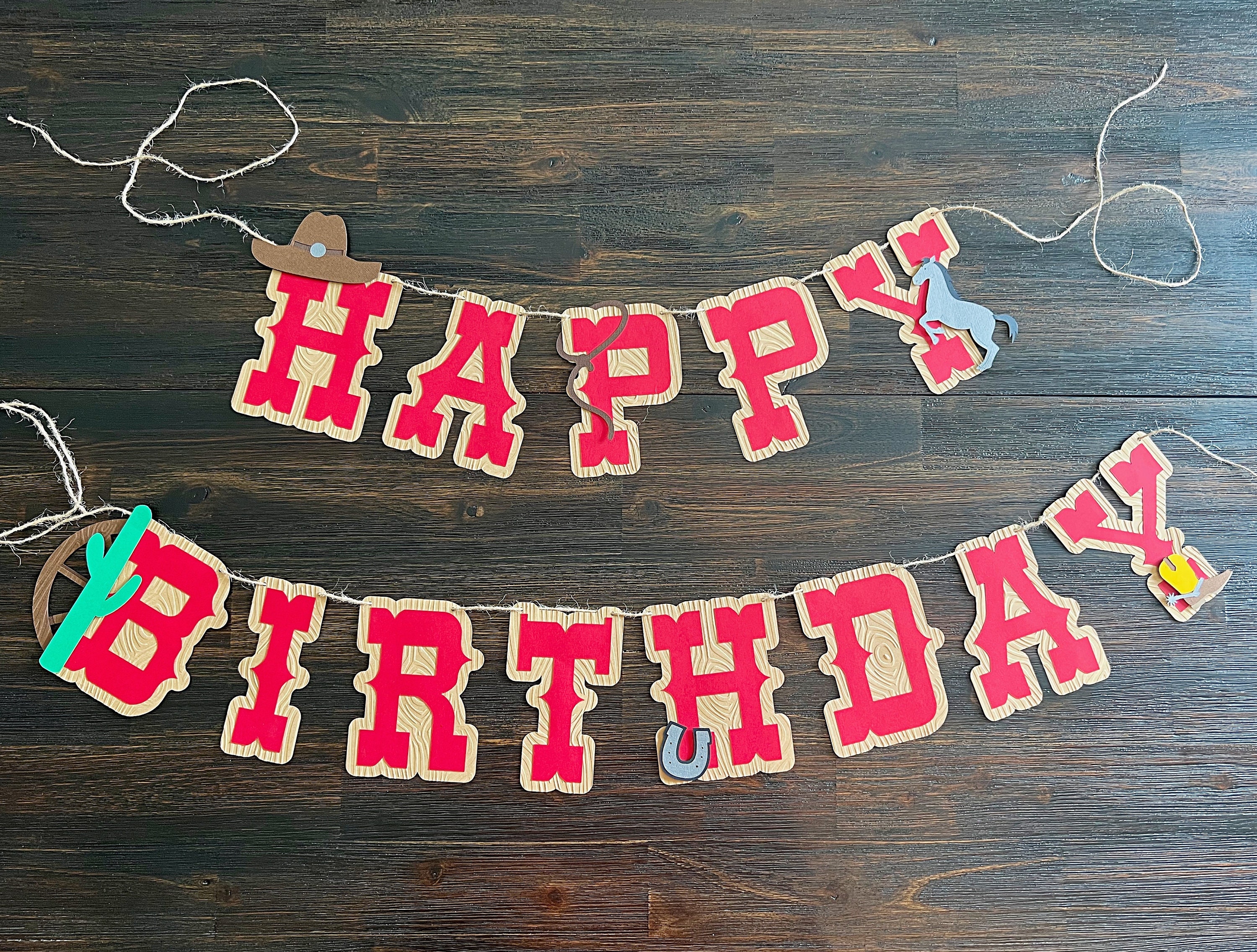Cowboy Happy Birthday Banner, Western Birthday Decor, Cowboy Theme ...