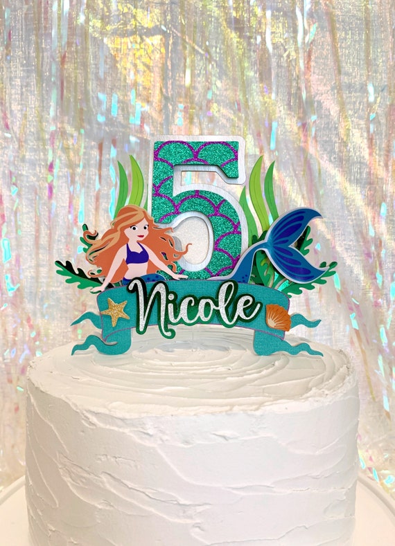 Mermaid Cake Topper, Mermaid Birthday Decor, Under the Sea Cake