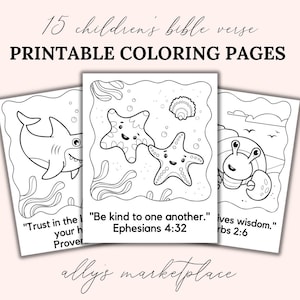Children&#39;s Ocean Themed Bible Verse Coloring Pages