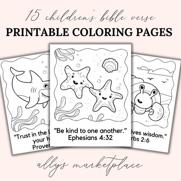 Children's Ocean Themed Bible Verse Coloring Pages