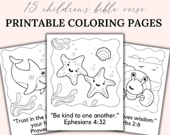 Coloriages de versets bibliques sur le thème de l'océan pour enfants