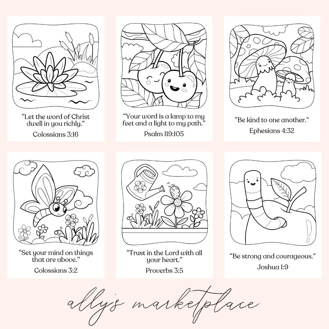 Children's Bible Verse Coloring Sheets - Etsy