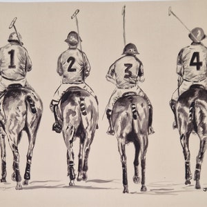 Polo action art &#39;The Team&#39;, limited edition Giclee print of just 10, equestrian sports. 2024 edition from original Acrylic painting