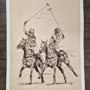 Polo action art &#39;Sticks up&#39;, limited edition Giclee print of just 10, equestrian sports. 2024 edition from original Acrylic painting