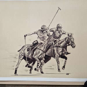 Arte de acción de polo &#39;Chase&#39;, con opción de personalización pintada a mano de impresión Giclée de edición limitada de solo 10, a partir de pintura acrílica original