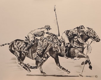 Polo pony, sport, polo player, Horse Art, Giclee, limited edition, horse art print, horse painting, horse gift, home decor, wall art, ponies