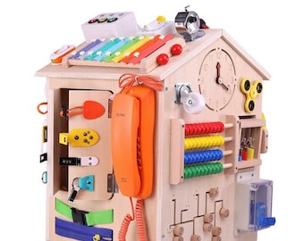 The Ultimate Wooden Busy Board House Busy House 32x32x51Cm Activity Learning Toy Montessori Board All In One