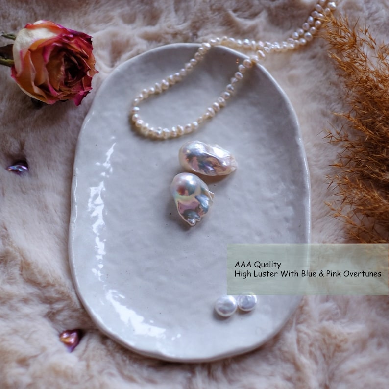 AAA Cold White Oversized Baroque Pearl| Genuine Freshwater Pearl Necklace boho Bridesmaid wedding pearl Minimalist style CHIC