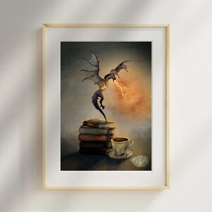 Fantasy Fire Breathing Dragon Bookish Wall art