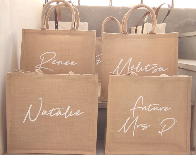 Burlap Tote Bag Customized Burlap Bag Bridesmaid Burlap Beach Bag ...
