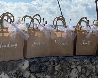 Borsa tote da damigella d'onore Borsa da spiaggia personalizzata per damigella d'onore Borse da damigella d'onore Borsa tote da matrimonio Borsa tote da spiaggia con nome Borsa tote personalizzata