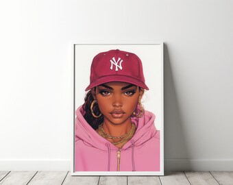 Black Woman Art, Black woman wall art, Black wall art, Black girl wall art, black art print, 90s Theme, Black Art Deco, Digital Download