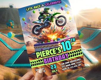 Kart Racing Geburtstagseinladung: Bearbeitbare Motorcross Party Vorlage (Digitaler Download)