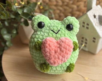 Frog plush with heart worry pet fidget sensory toy, squishmallow kawaii love frog, stuffed animal, St Valentines gift for girl mother