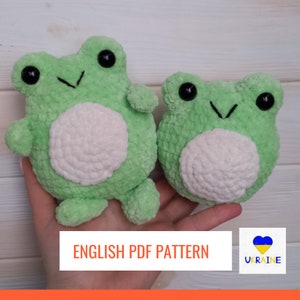 Set of 2 crochet Frogs plush PDF PATTERN squishmallow cute amigurumi plushie easy crochet pattern
