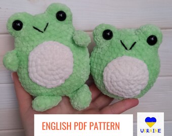 Zestaw 2 szydełkowych pluszowych żab PDF WZÓR squishmallow słodki pluszowy amigurumi łatwy wzór szydełkowy