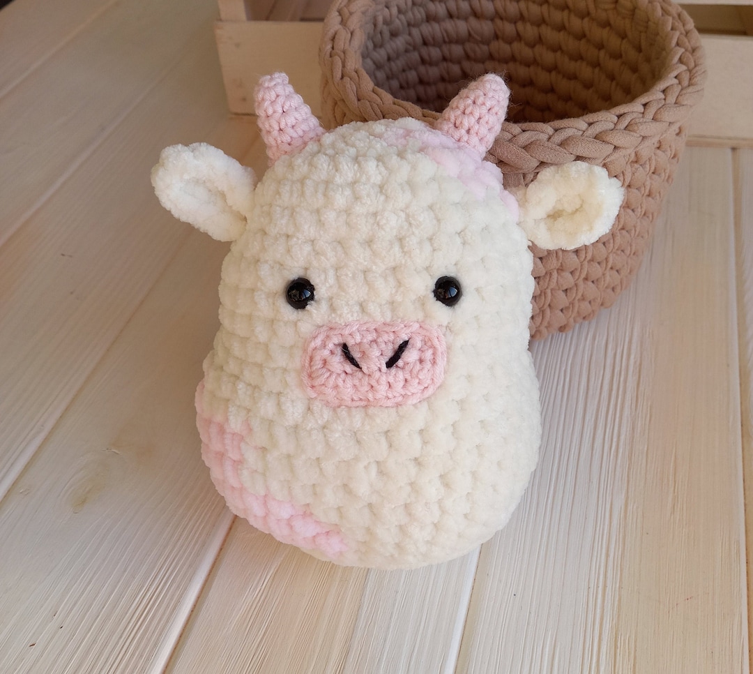 Strawberry Cow Squishmallow Plushie in Kawaii Style, Pink Cow, Stuffed