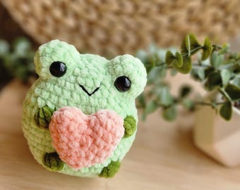 Frog plush with heart worry pet fidget sensory toy, squishmallow kawaii love frog, stress ball, stuffed animal, St Valentines gift for girl