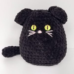 Cat plush, cat stuffed animal 5 inch, cute kawaii black plush cat sensory toy, stress ball cartoon cat fidget toy