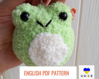 Crochet Frog keychain PDF PATTERN easy to follow, detailed crochet amigurumi pattern, frog crochet charm pattern