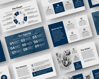 Minimal Modern PowerPoint Template – Clean Business Pitch Deck, Professional Editable Presentation Template, in Navy