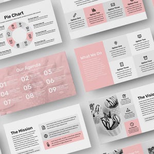 Minimal Modern PowerPoint Template – Clean Business Pitch Deck, Professional Editable Presentation Template, in Pink