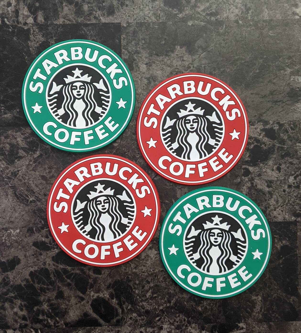 Starbucks Coffee Silicone Coasters Set of 4 Red Green Etsy