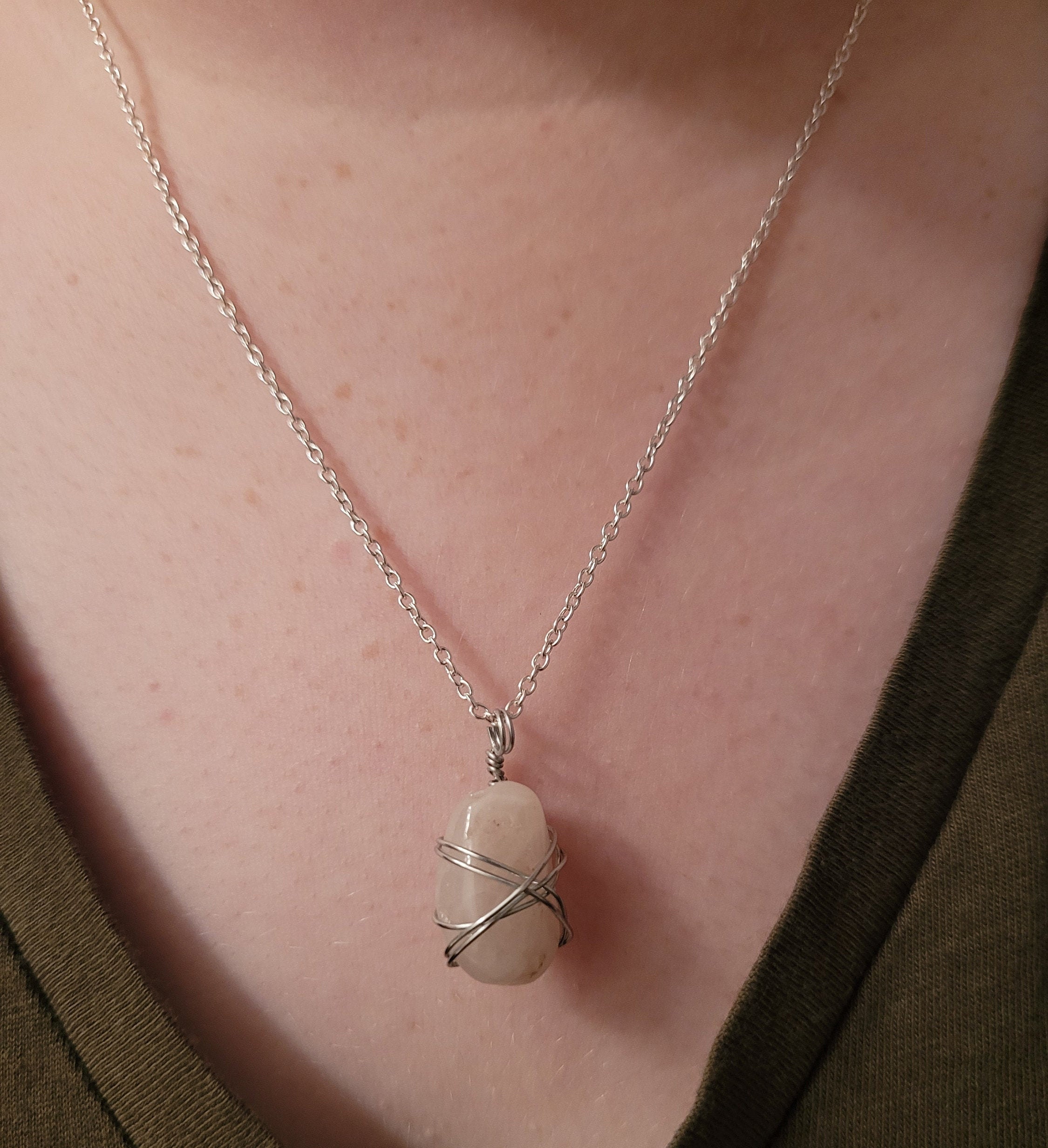 Wire wrapped rose quartz necklace Etsy