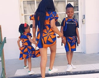 Tenue familiale, mère et enfant, vêtements africains, cire Ankara, mode femme