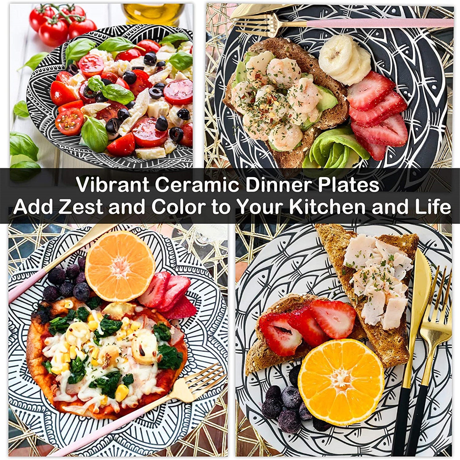 8.25 inch ceramic salad plate black and white plate Etsy