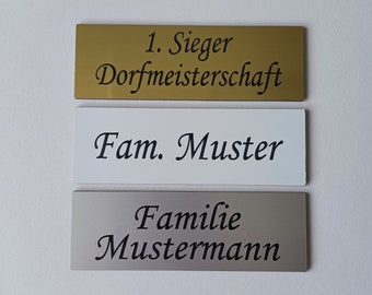 Klingelschild, Pokalschild, Briefkastenschild, Haustürschild, Namenschild mit Lasergravur