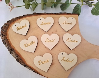 Tischkarten Hochzeit/ Tischkarten Herz/ Platzkarten/ Namenskarten