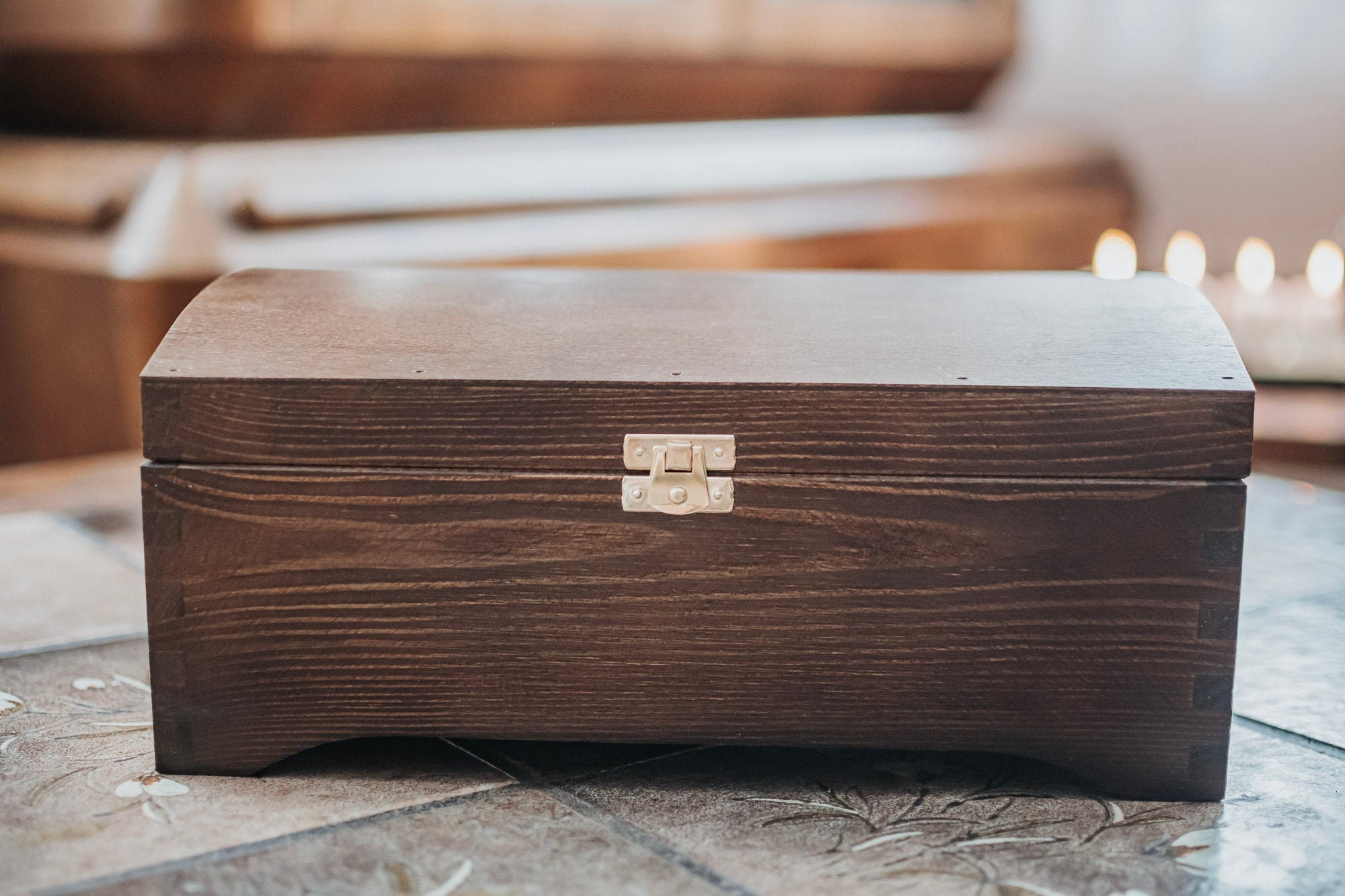 Caja de madera marrón con cerradura de cierre caja de joyas | Etsy