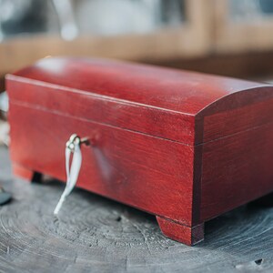 Mahogany wooden box closed with key,natural wood, lockable,box with lock,3 compartments,wooden keepsake,jewerly box,birthday image 9