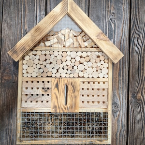 LARGE Bees house, insect hotel, wooden house,ecological house for insects, shelter for beneficial insects, Sunny Pollinator House, WITH LOVE