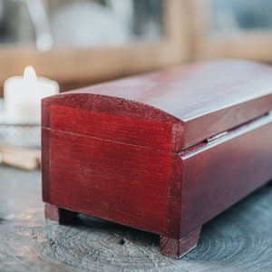 Mahogany wooden box closed with key,natural wood, lockable,box with lock,3 compartments,wooden keepsake,jewerly box,birthday image 10