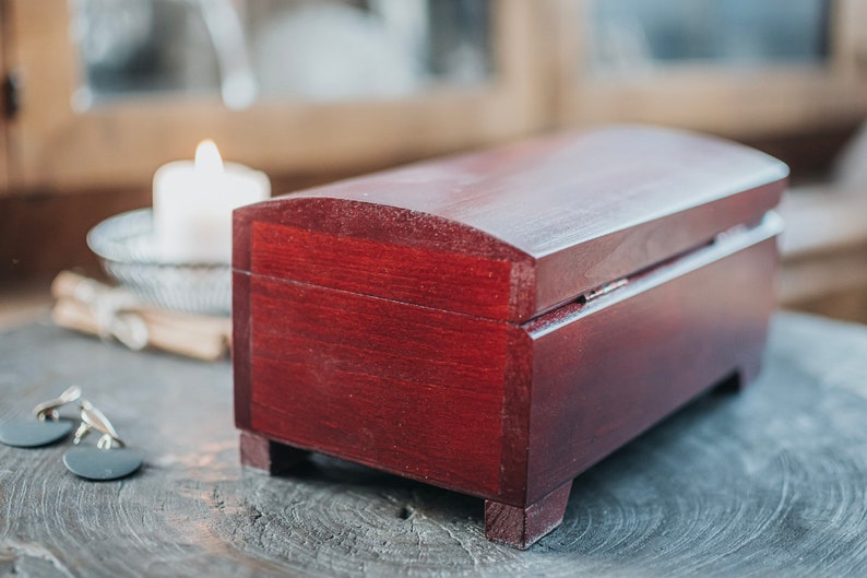 Mahogany wooden box closed with key,natural wood, lockable,box with lock,3 compartments,wooden keepsake,jewerly box,birthday image 10