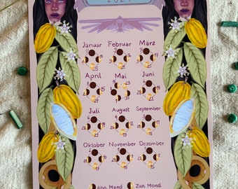 Lunar Calendar 2024, Lunar Calendar 2024, Moon Phases, Moon Phases Poster, Spiritual Decoration, Spiritual Christmas Gift, Mama Cacao