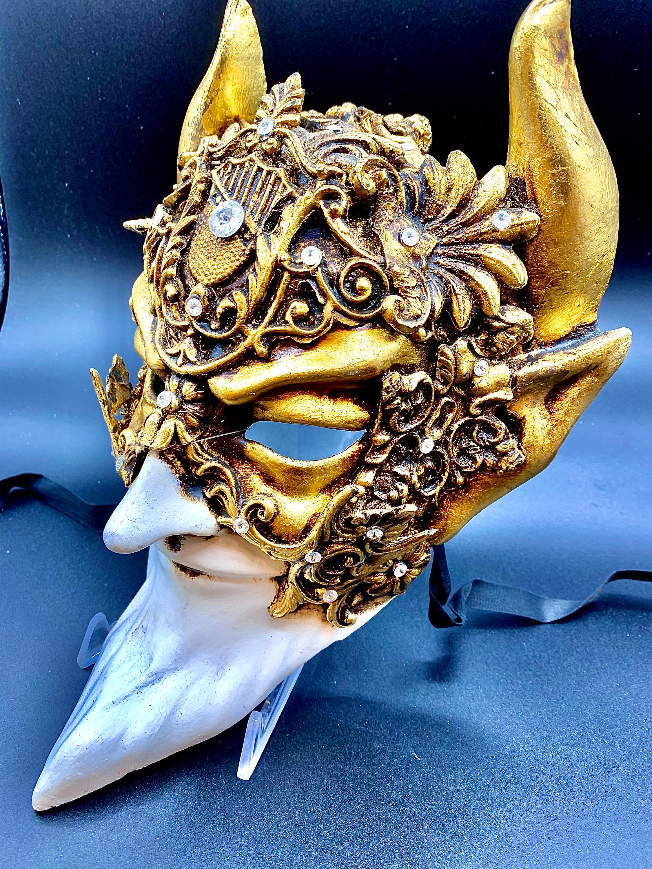Devil mask in Paper maché and Swarovski stones. Diavolo | Etsy