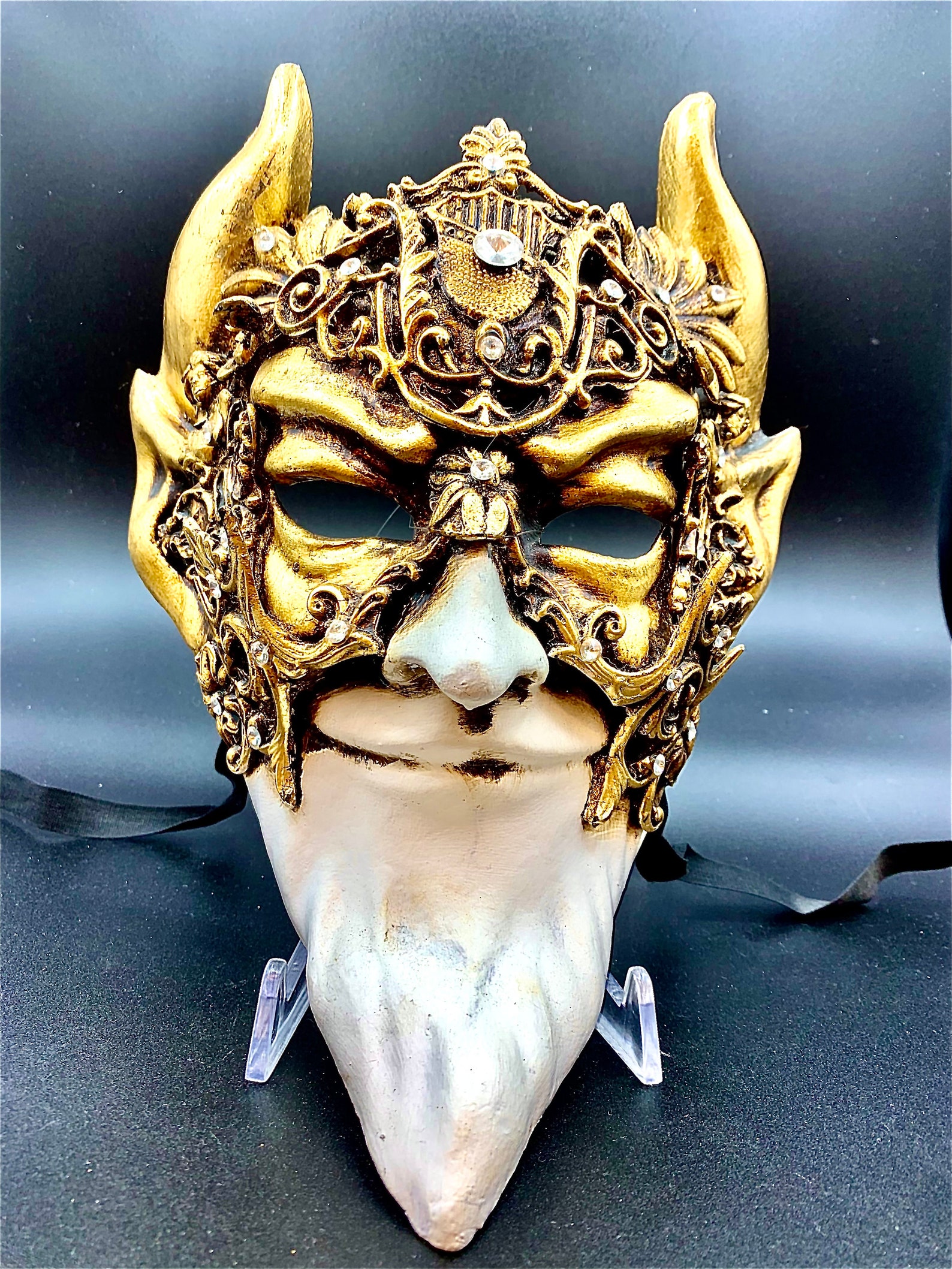 Devil mask in Paper maché and Swarovski stones. Diavolo | Etsy